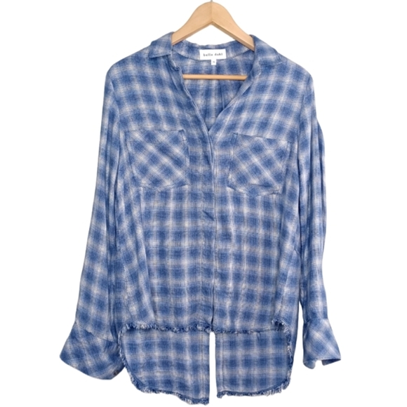 Bella Dahl Beachy Slit Back Plaid Button Down Front Shirt - Picture 1 of 13